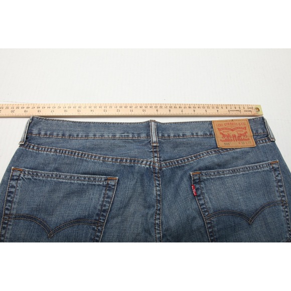 Levis 505 Jeans Mens 36x32 Blue Denim Straight Leg Medium Wash Classic Fit Pants - Picture 10 of 16
